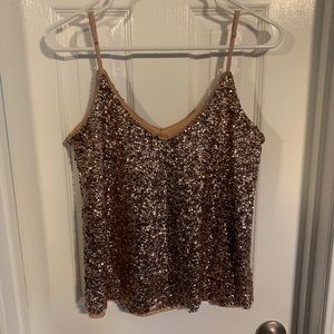 HYPR Rose Gold Sequin Top